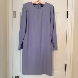 Ellen Tracy Linda Allard Lavender Long Sleeve Dress Wool, Lined Vintage Spring